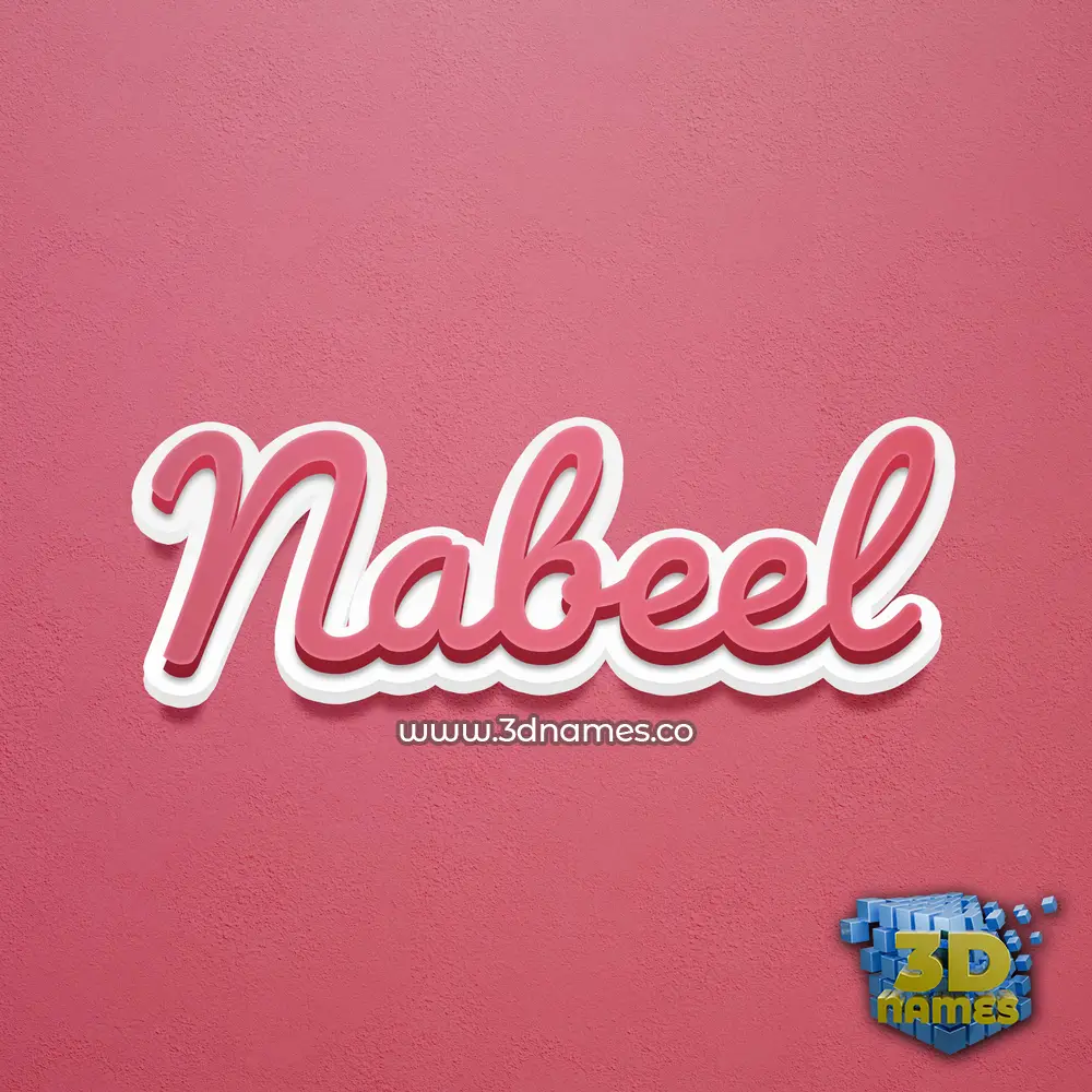nabeel in Red Scribble style - 3D name wallpaper