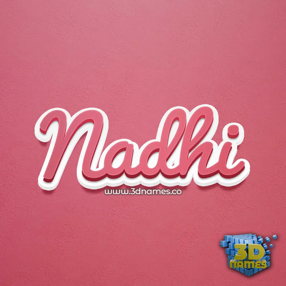nadhi in Red Scribble style - 3D name wallpaper