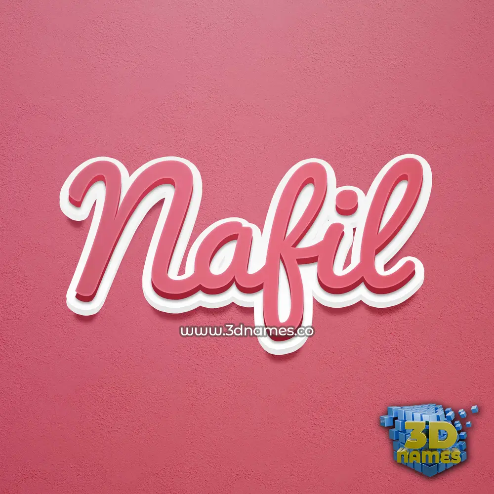 nafil in Red Scribble style - 3D name wallpaper