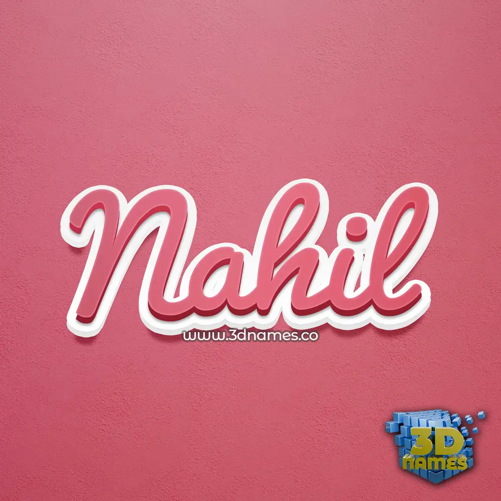 nahil in Red Scribble style - 3D name wallpaper