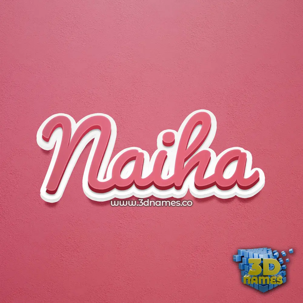 naiha in Red Scribble style - 3D name wallpaper