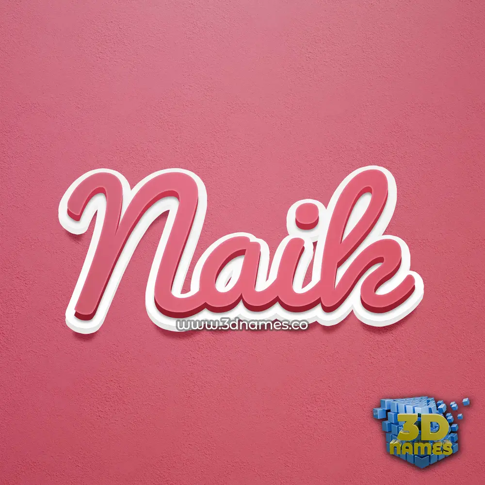naik in Red Scribble style - 3D name wallpaper
