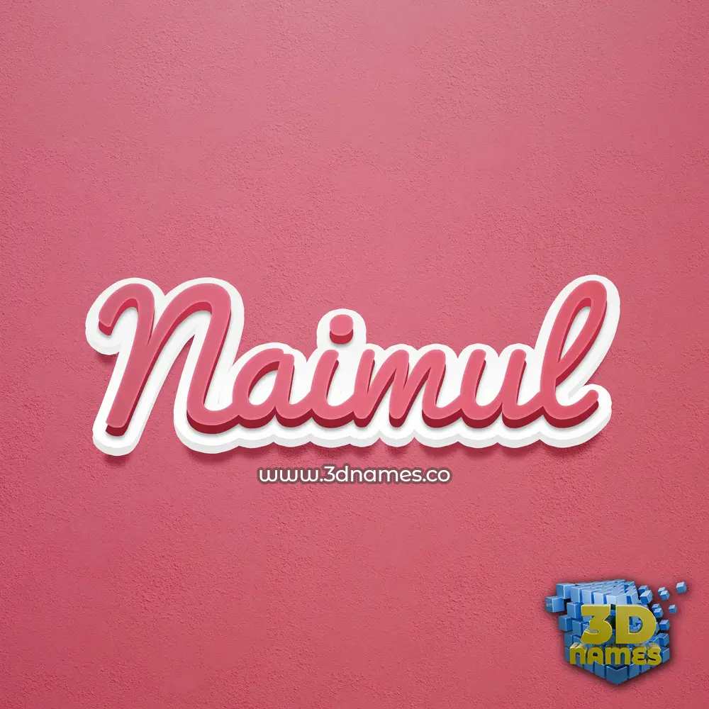 naimul in Red Scribble style - 3D name wallpaper