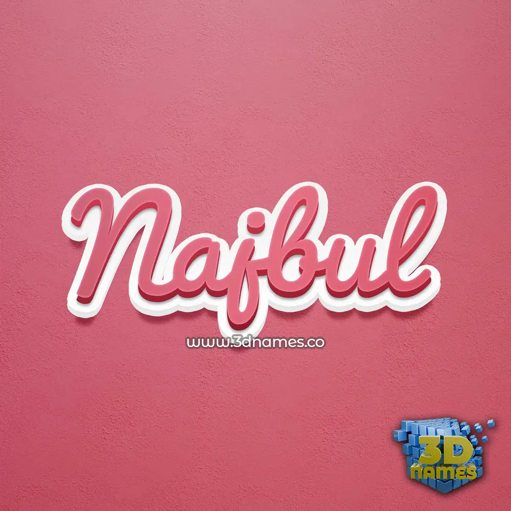 najbul in Red Scribble style - 3D name wallpaper