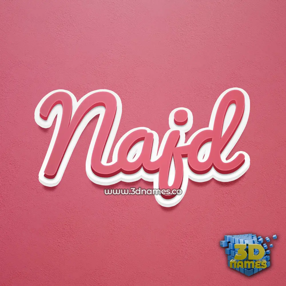 najd in Red Scribble style - 3D name wallpaper