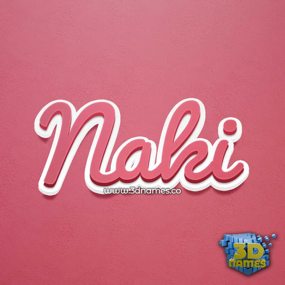 naki in Red Scribble style - 3D name wallpaper