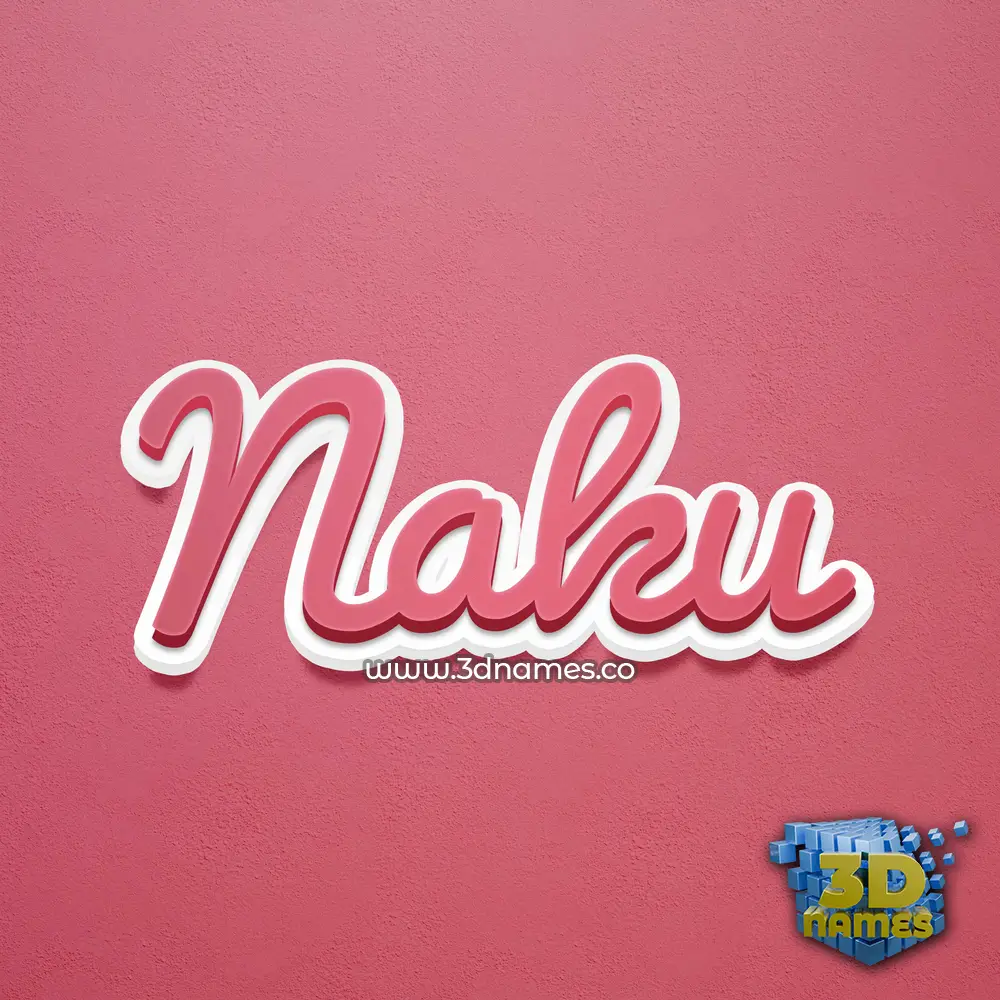 naku in Red Scribble style - 3D name wallpaper