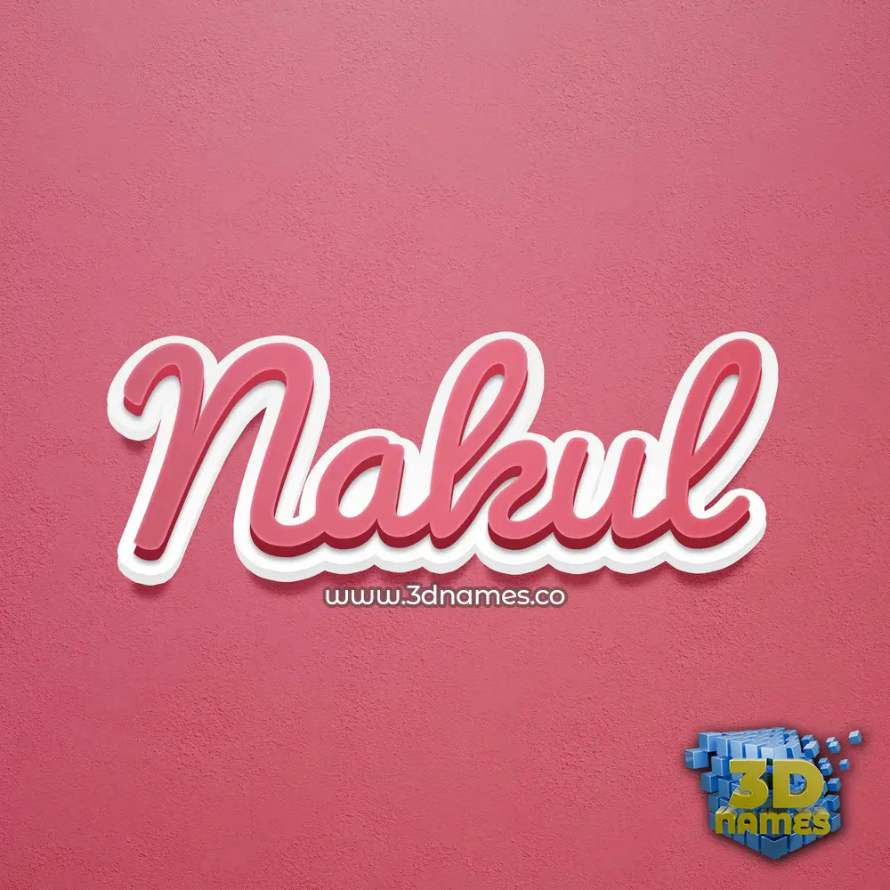 nakul in Red Scribble style - 3D name wallpaper