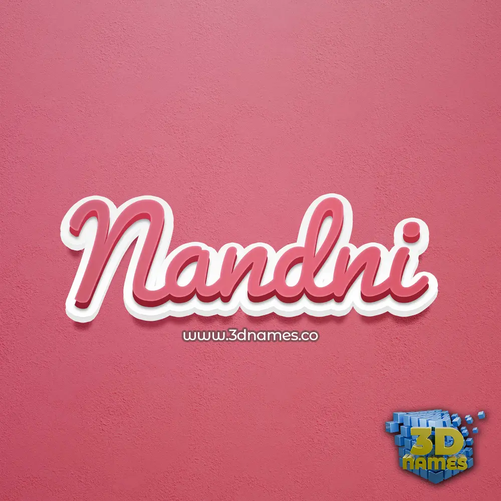 nandni in Red Scribble style - 3D name wallpaper