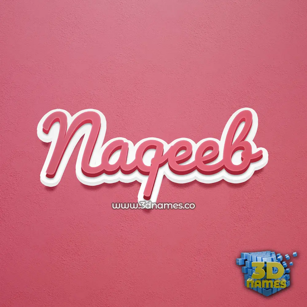 naqeeb in Red Scribble style - 3D name wallpaper