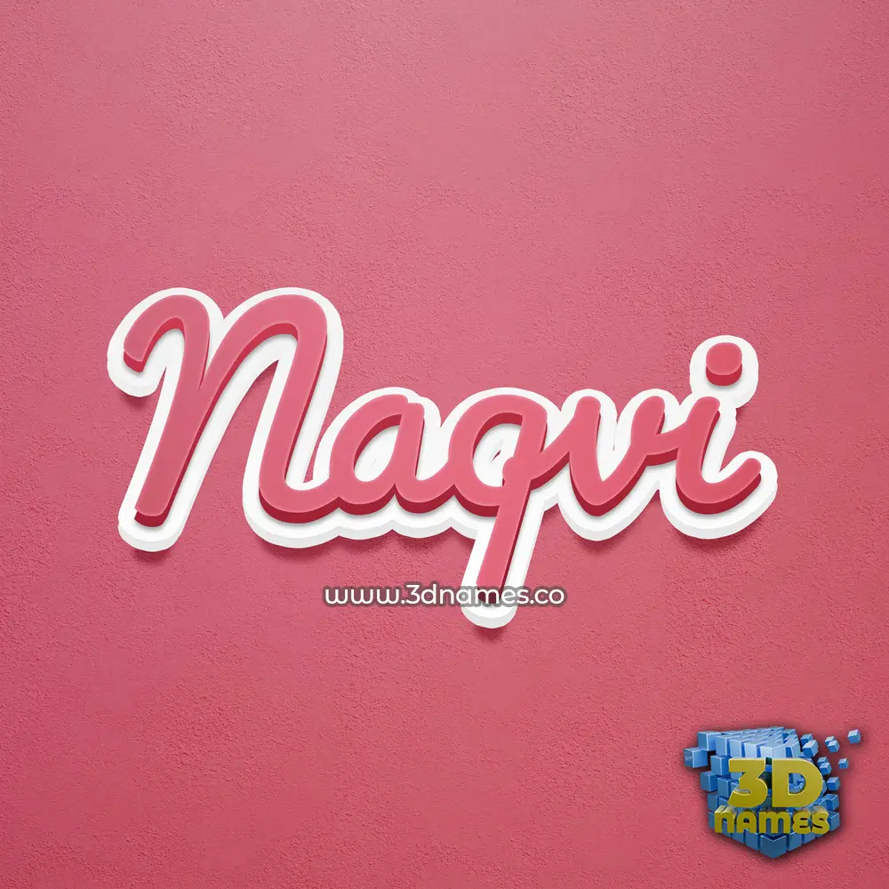 naqvi in Red Scribble style - 3D name wallpaper