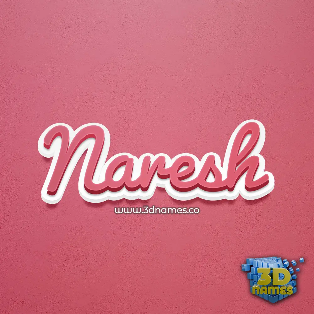 naresh in Red Scribble style - 3D name wallpaper