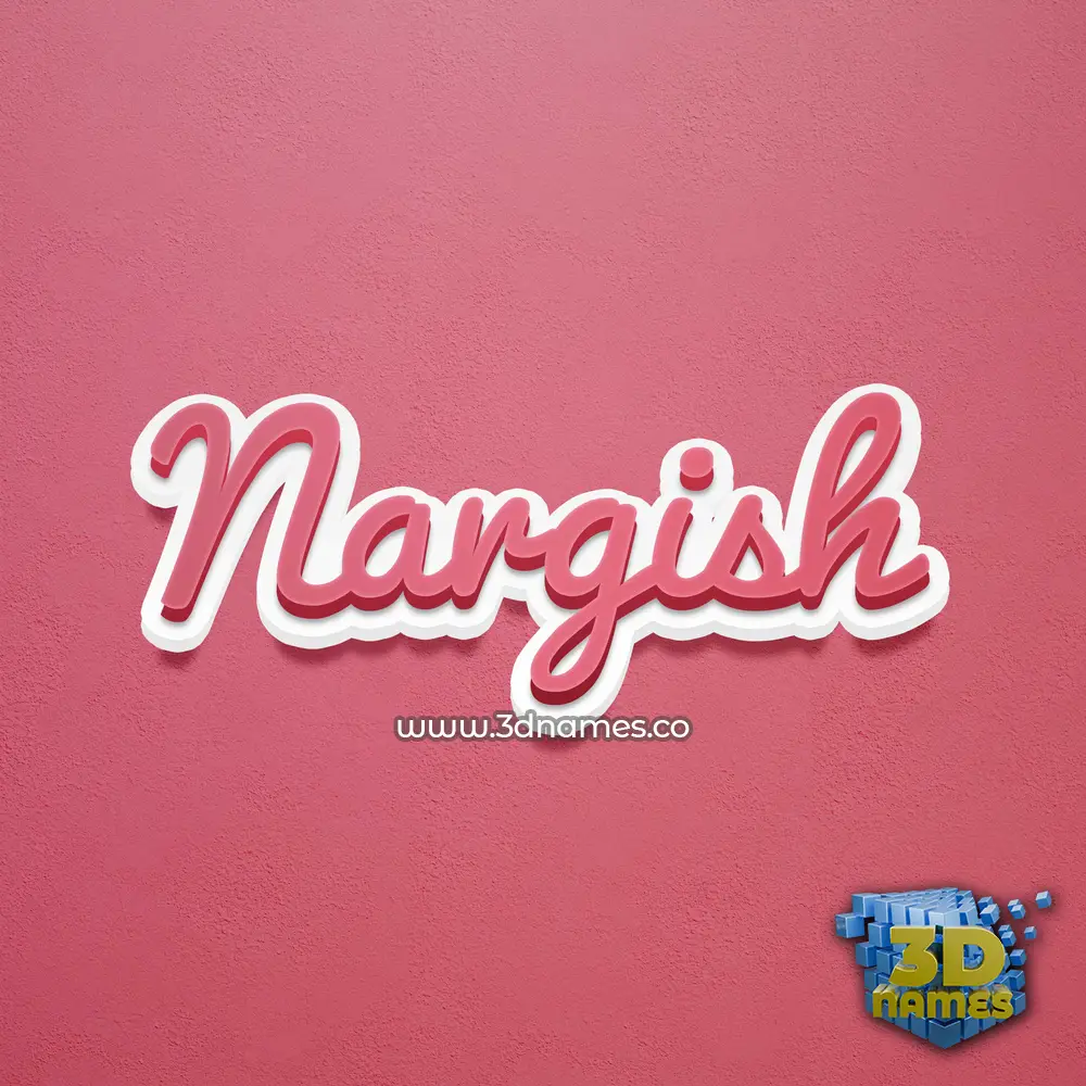 nargish in Red Scribble style - 3D name wallpaper
