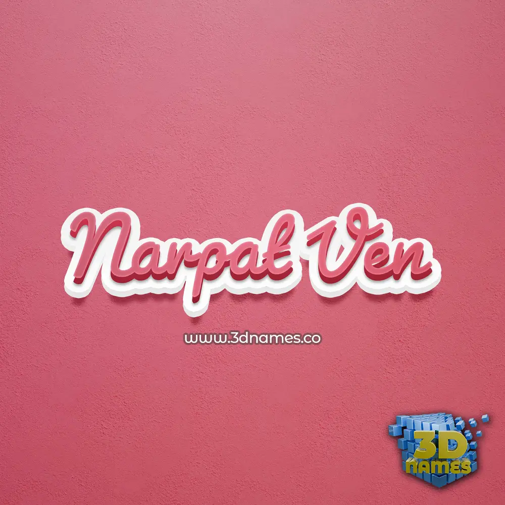 narpat ven in Red Scribble style - 3D name wallpaper