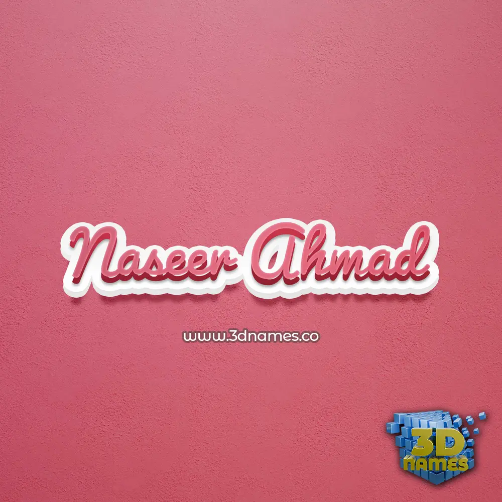 naseer ahmad in Red Scribble style - 3D name wallpaper