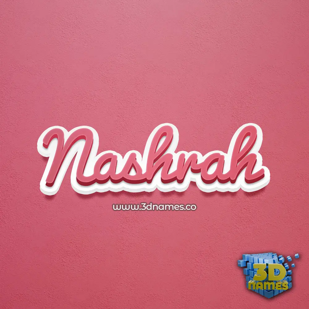 nashrah in Red Scribble style - 3D name wallpaper