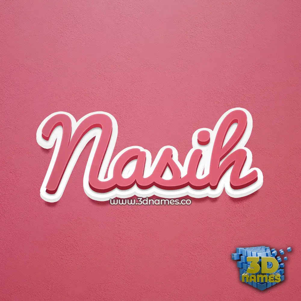 nasih in Red Scribble style - 3D name wallpaper
