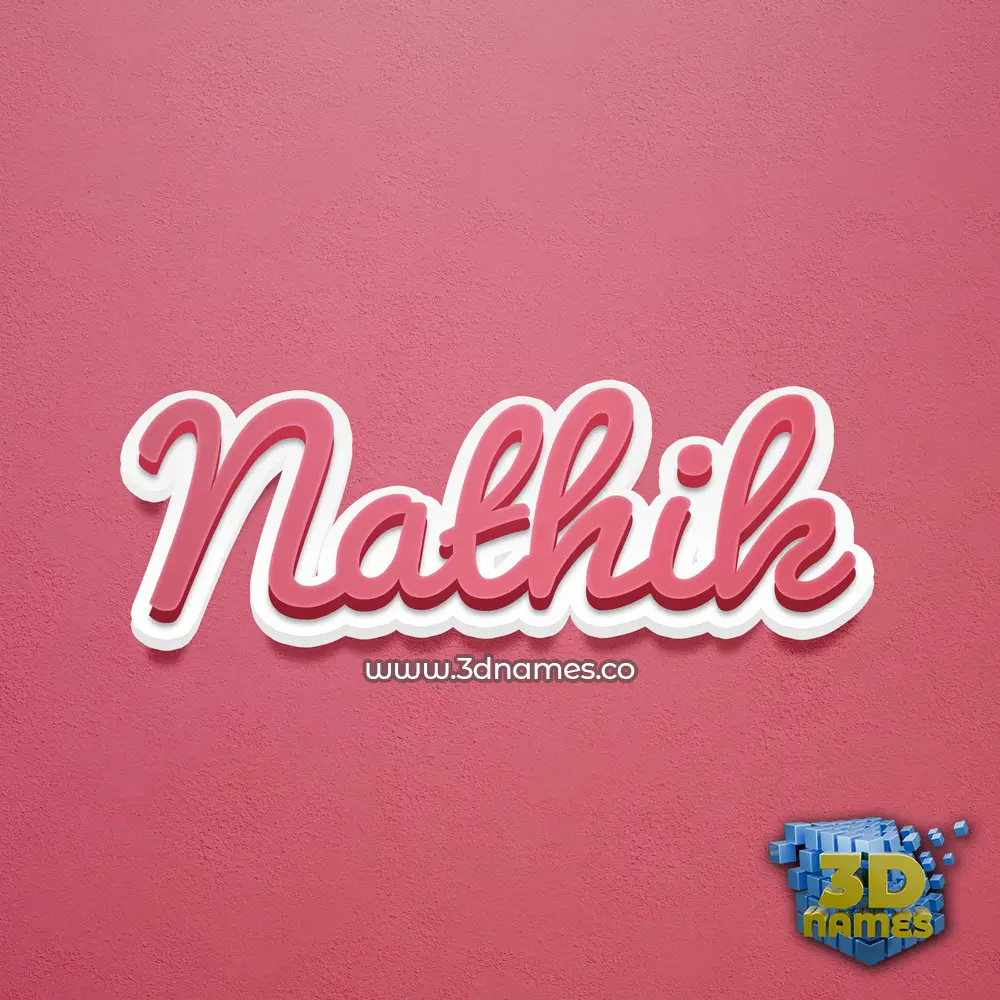 nathik in Red Scribble style - 3D name wallpaper