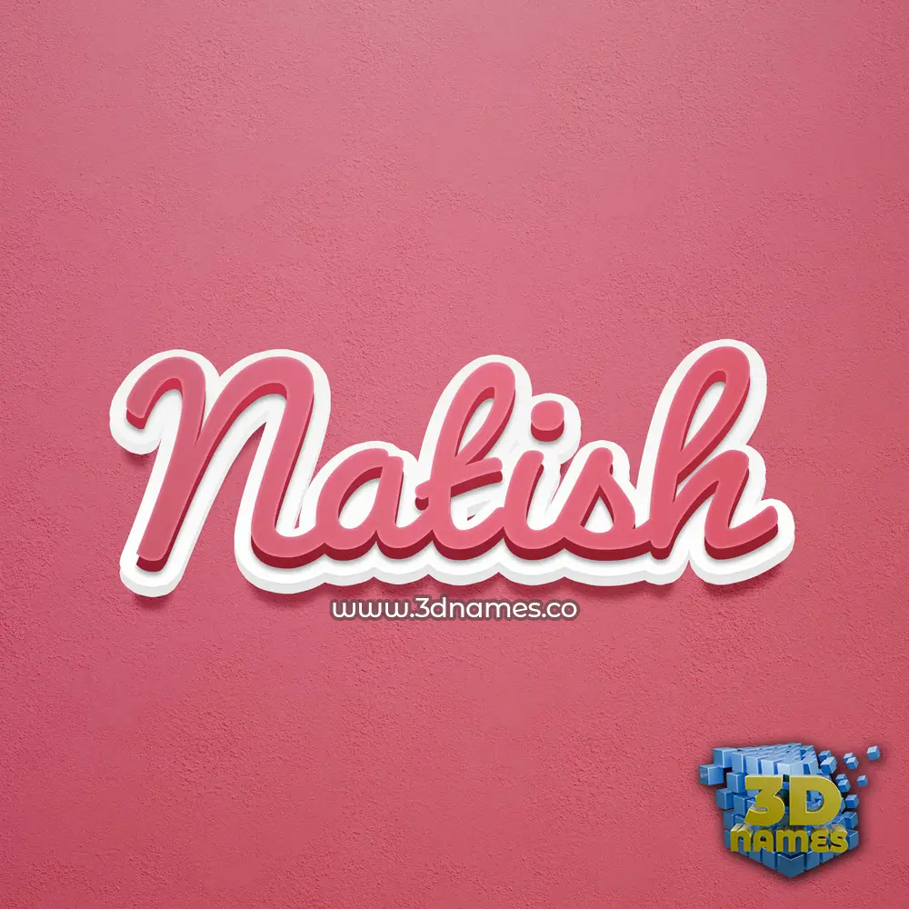 natish in Red Scribble style - 3D name wallpaper