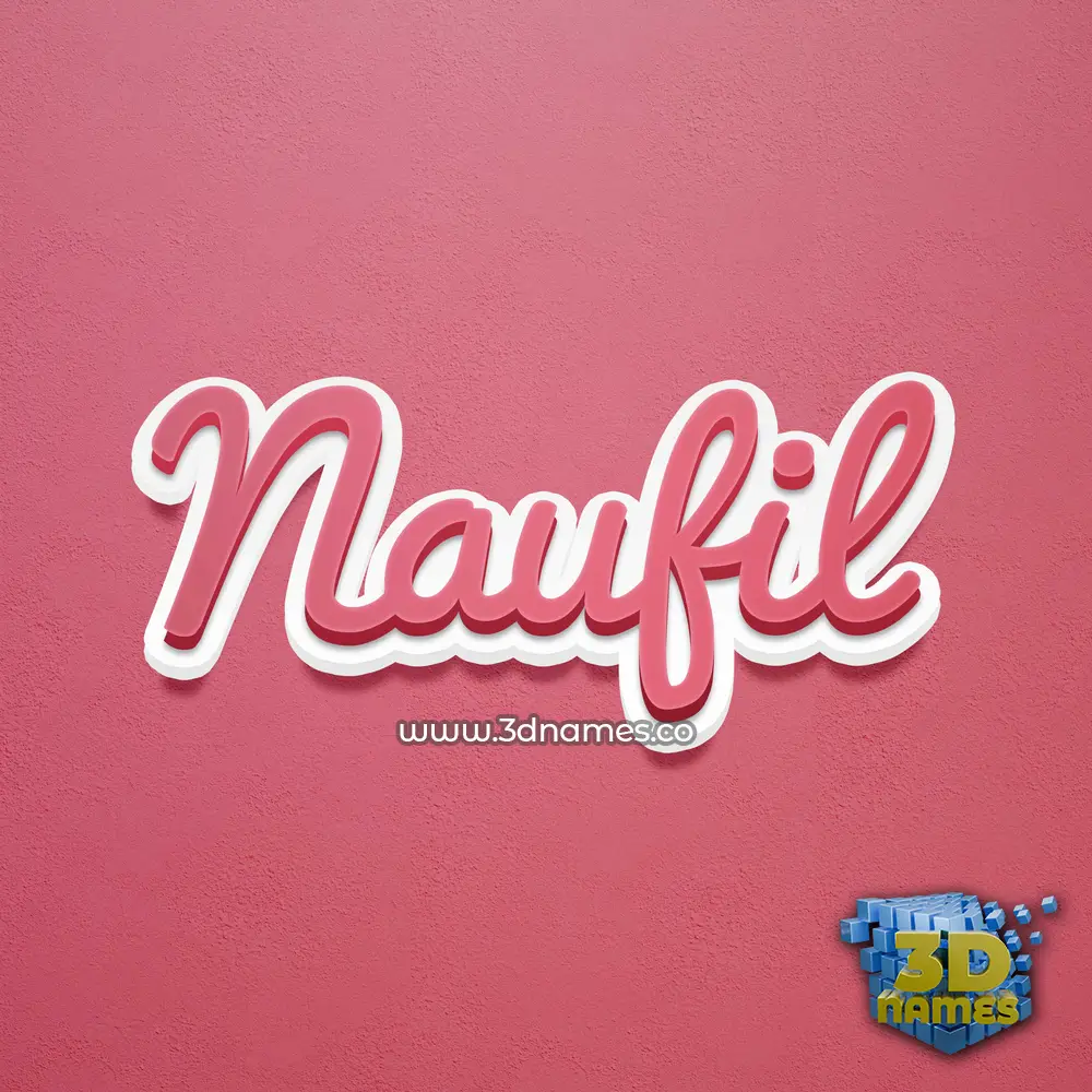 naufil in Red Scribble style - 3D name wallpaper