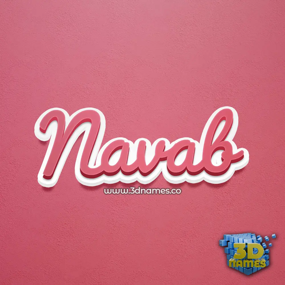 navab in Red Scribble style - 3D name wallpaper