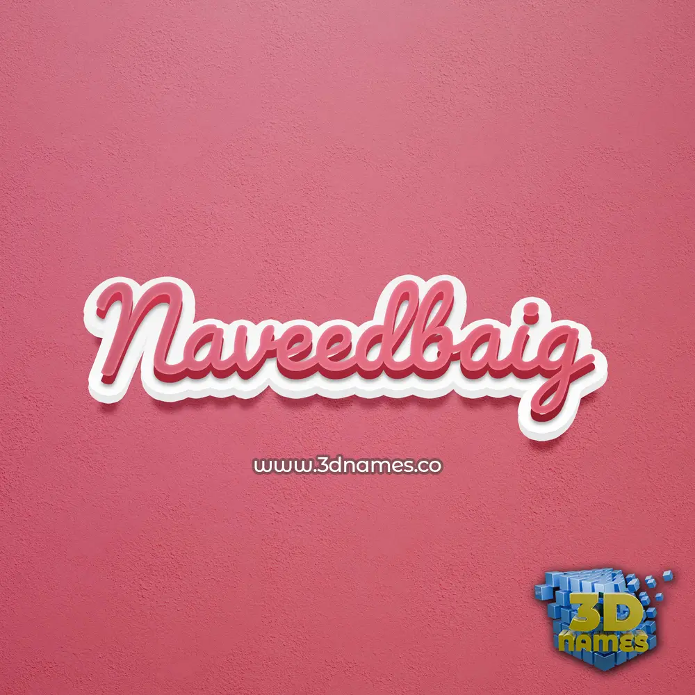 naveedbaig in Red Scribble style - 3D name wallpaper