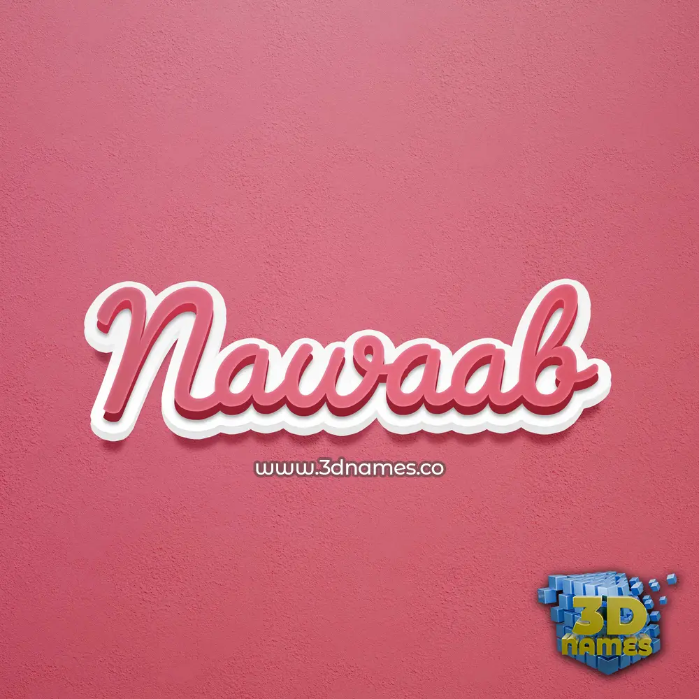 nawaab in Red Scribble style - 3D name wallpaper