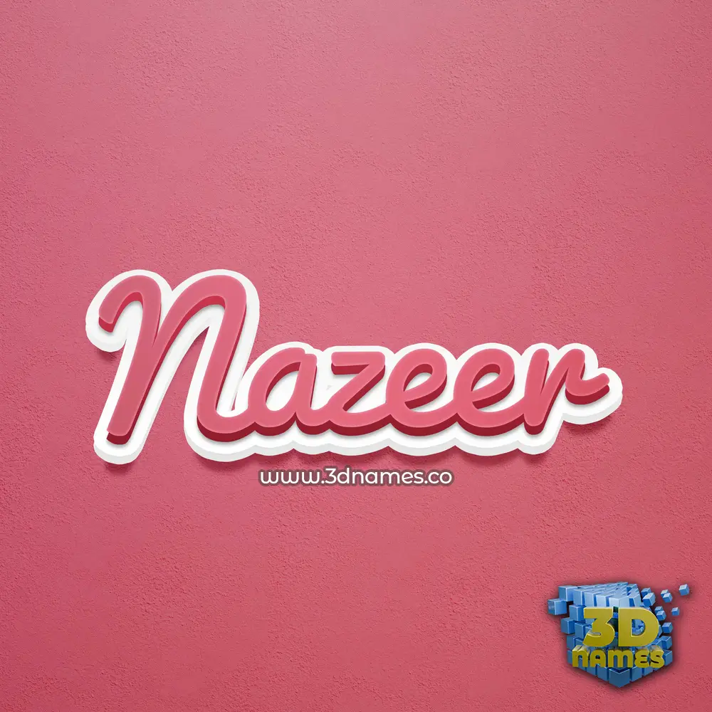 nazeer in Red Scribble style - 3D name wallpaper