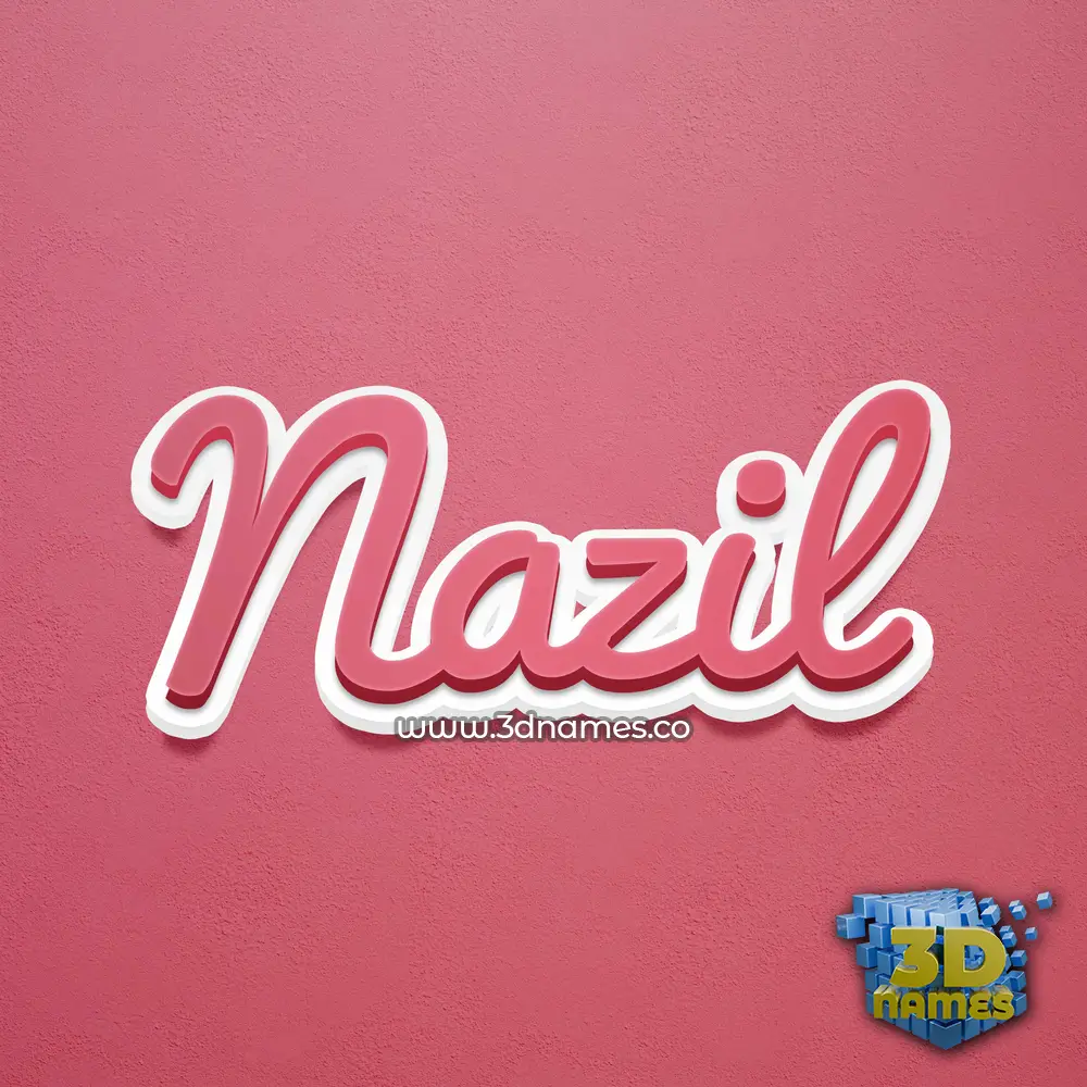 nazil in Red Scribble style - 3D name wallpaper