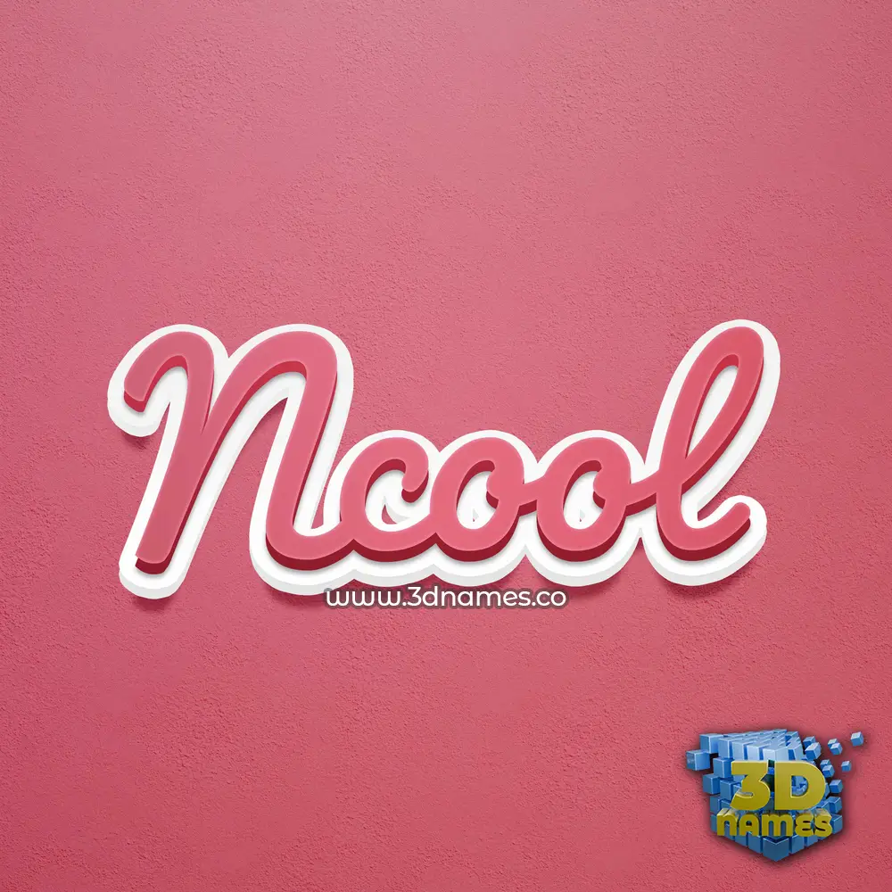 ncool in Red Scribble style - 3D name wallpaper