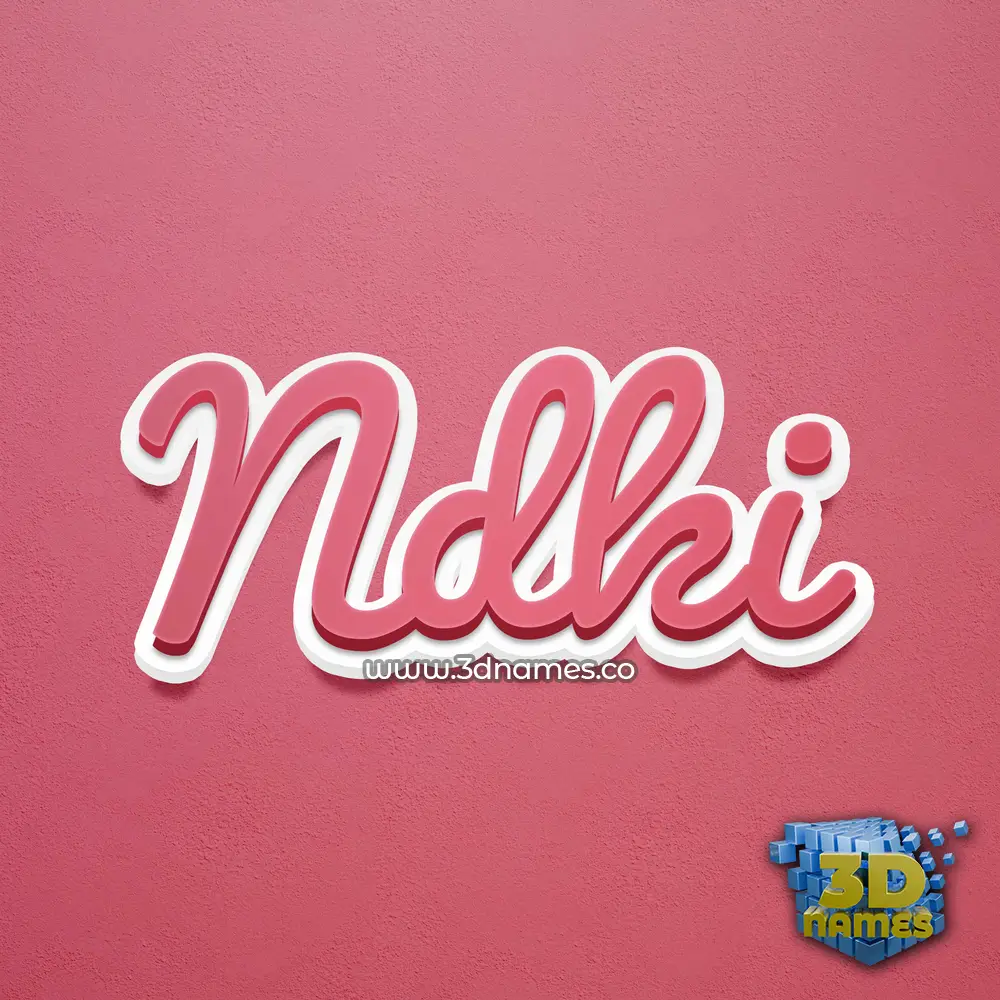 ndki in Red Scribble style - 3D name wallpaper