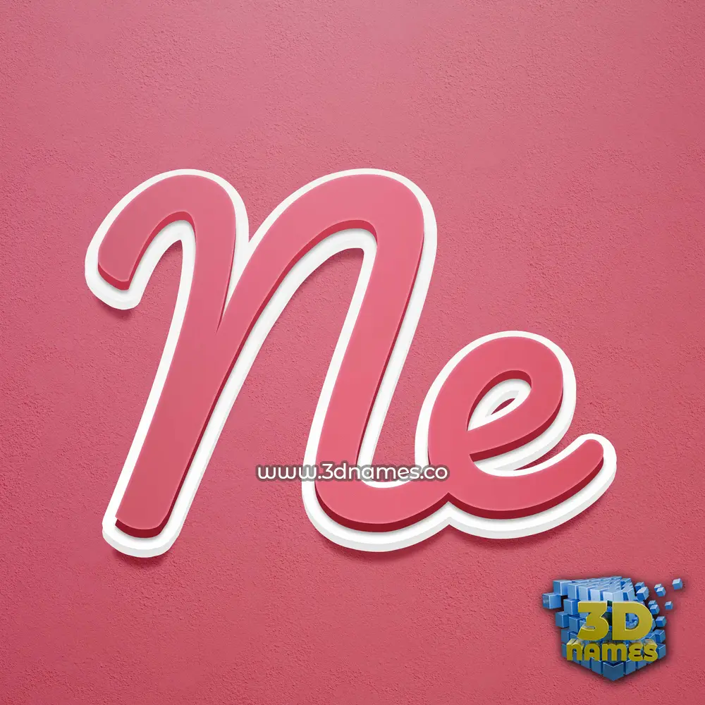 ne in Red Scribble style - 3D name wallpaper