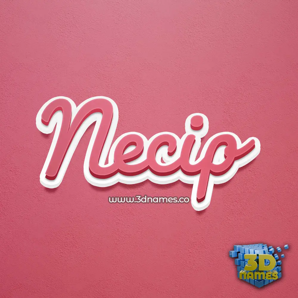 necip in Red Scribble style - 3D name wallpaper