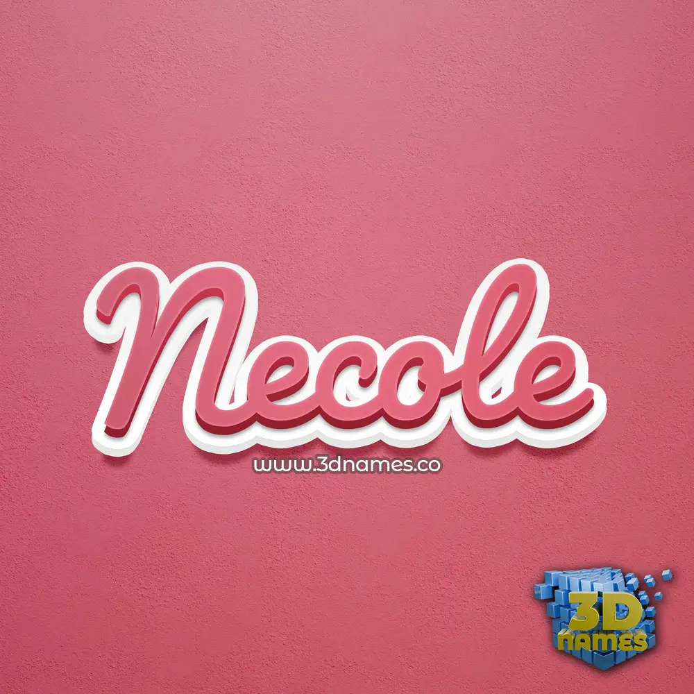 necole in Red Scribble style - 3D name wallpaper