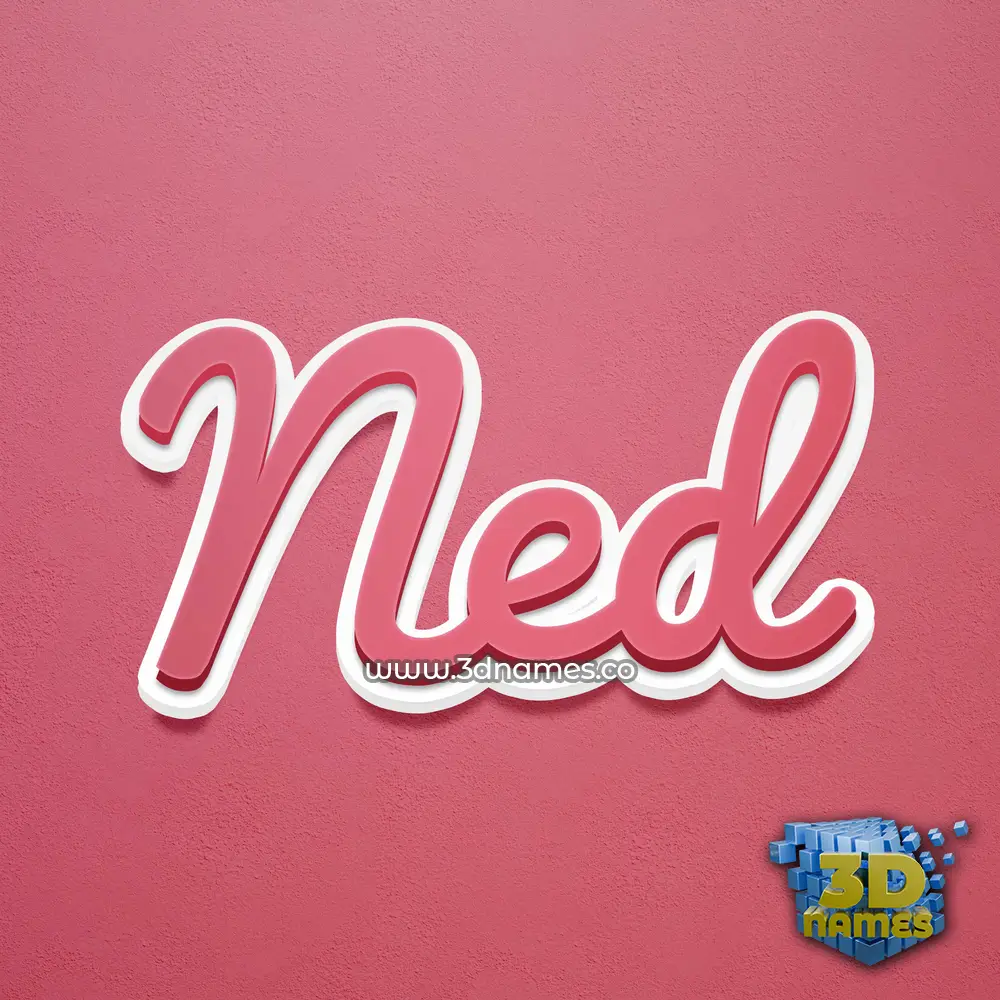 ned in Red Scribble style - 3D name wallpaper