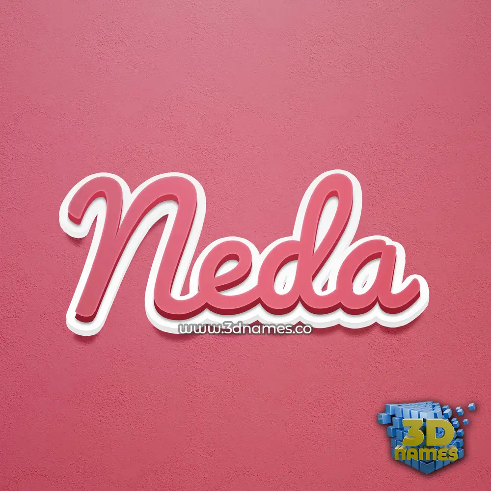 neda in Red Scribble style - 3D name wallpaper
