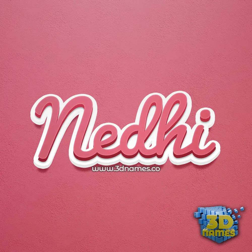 nedhi in Red Scribble style - 3D name wallpaper