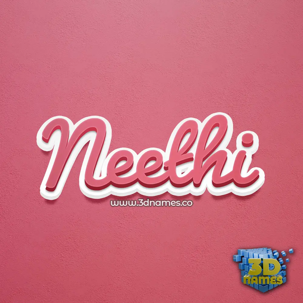 neethi in Red Scribble style - 3D name wallpaper