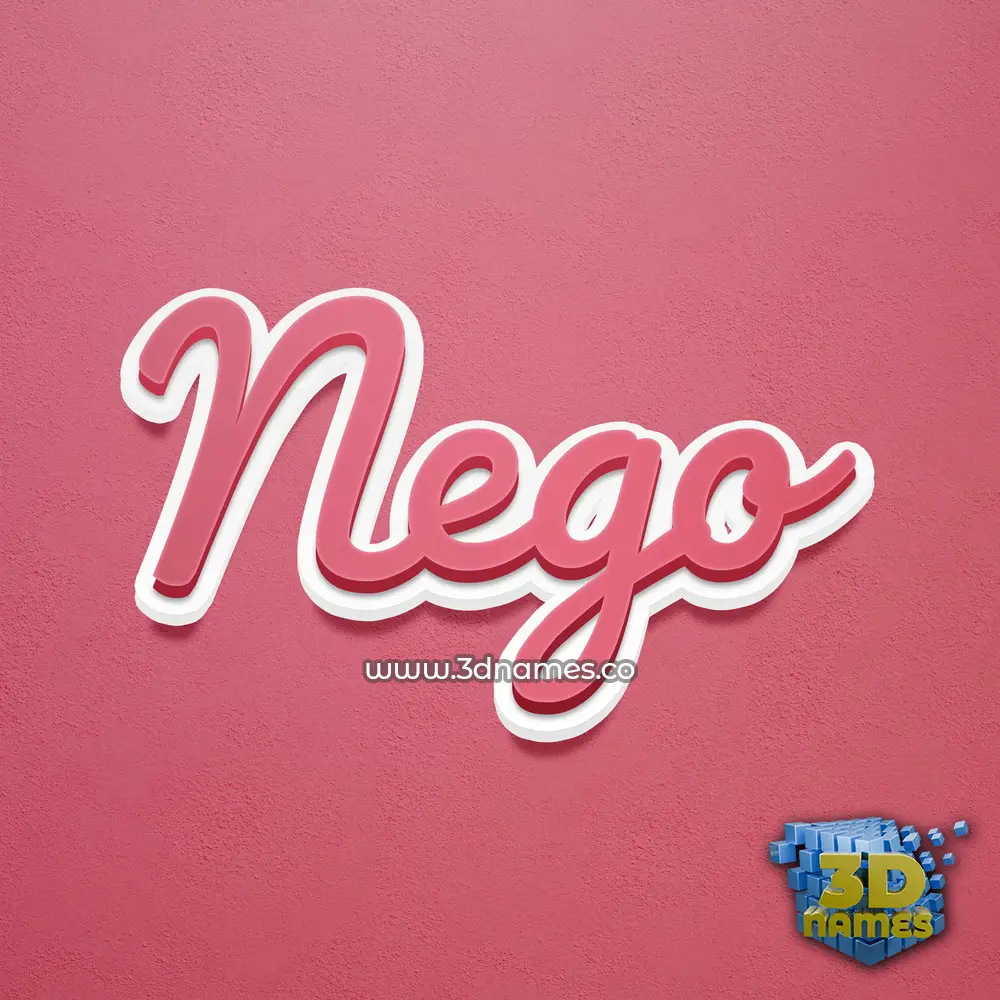 nego in Red Scribble style - 3D name wallpaper