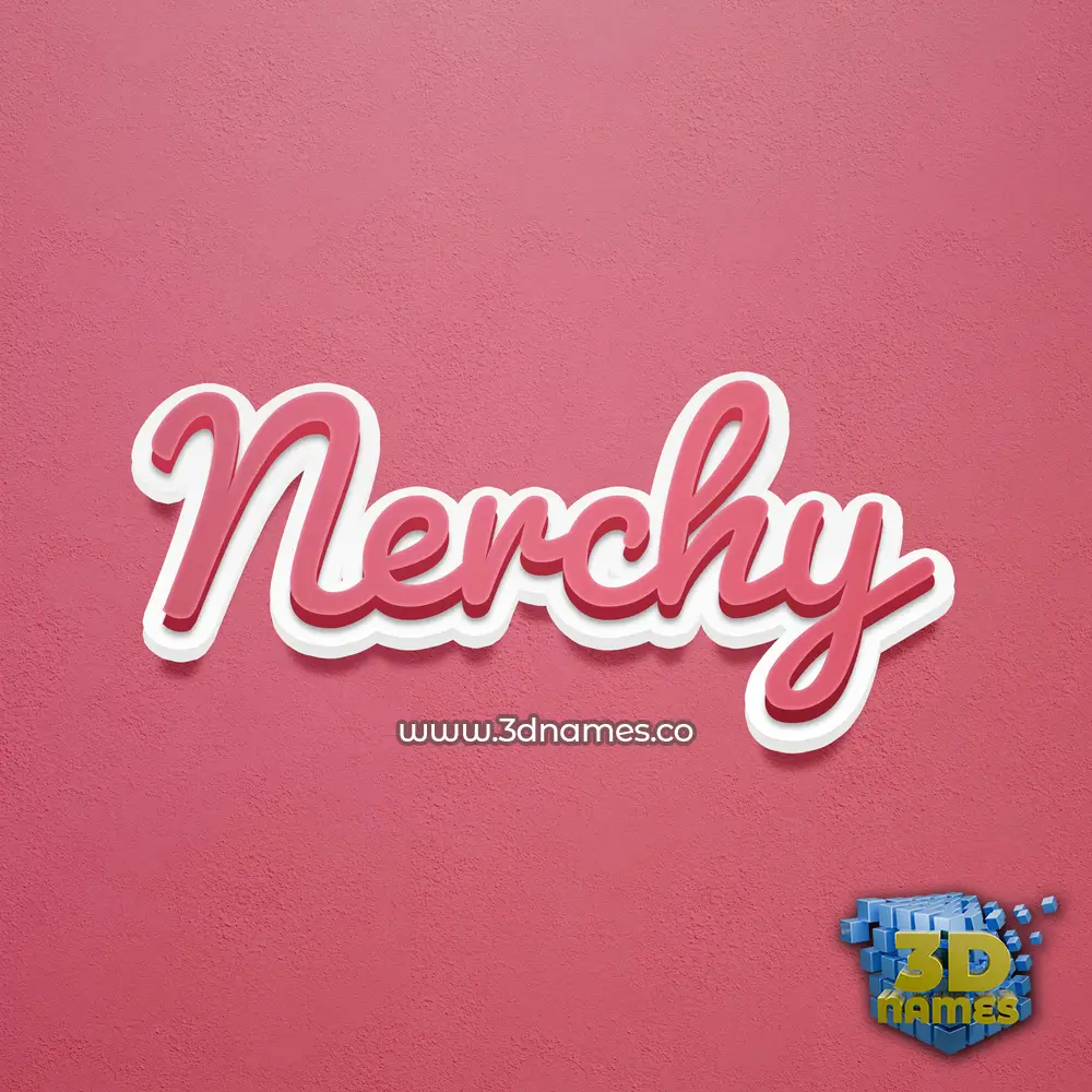 nerchy in Red Scribble style - 3D name wallpaper