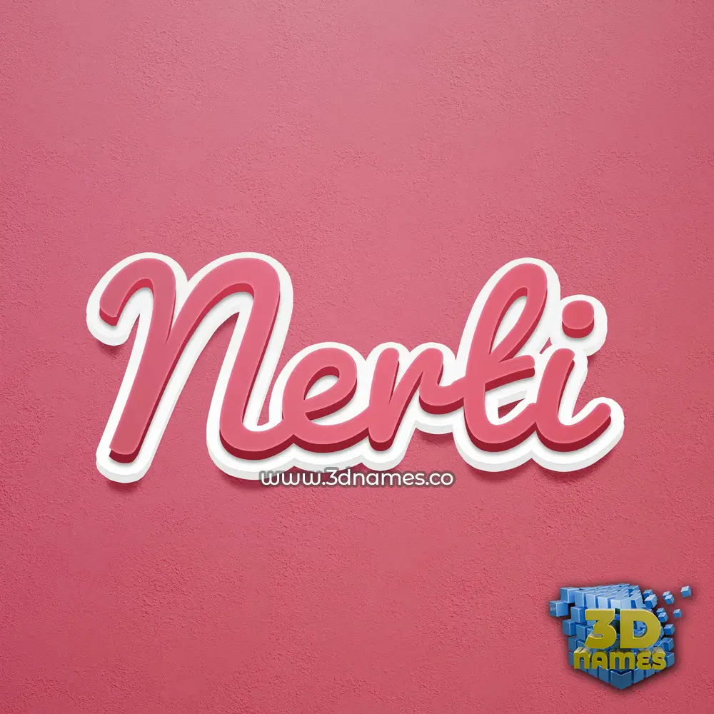 nerti in Red Scribble style - 3D name wallpaper