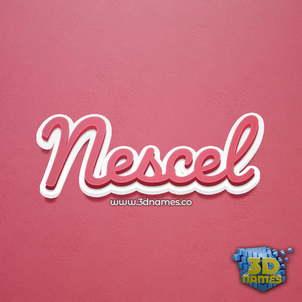 nescel in Red Scribble style - 3D name wallpaper