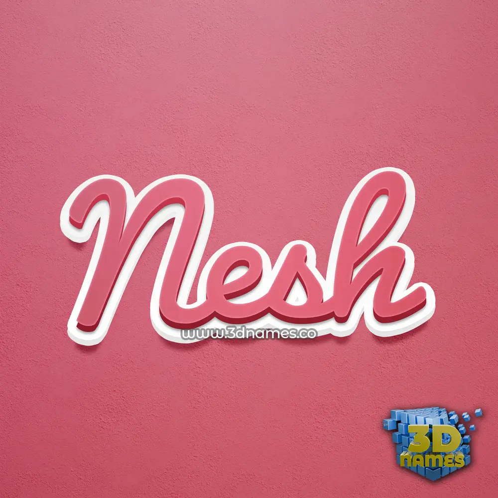 nesh in Red Scribble style - 3D name wallpaper