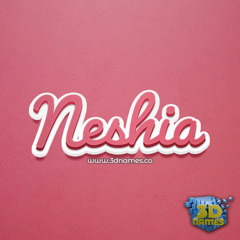 neshia in Red Scribble style - 3D name wallpaper