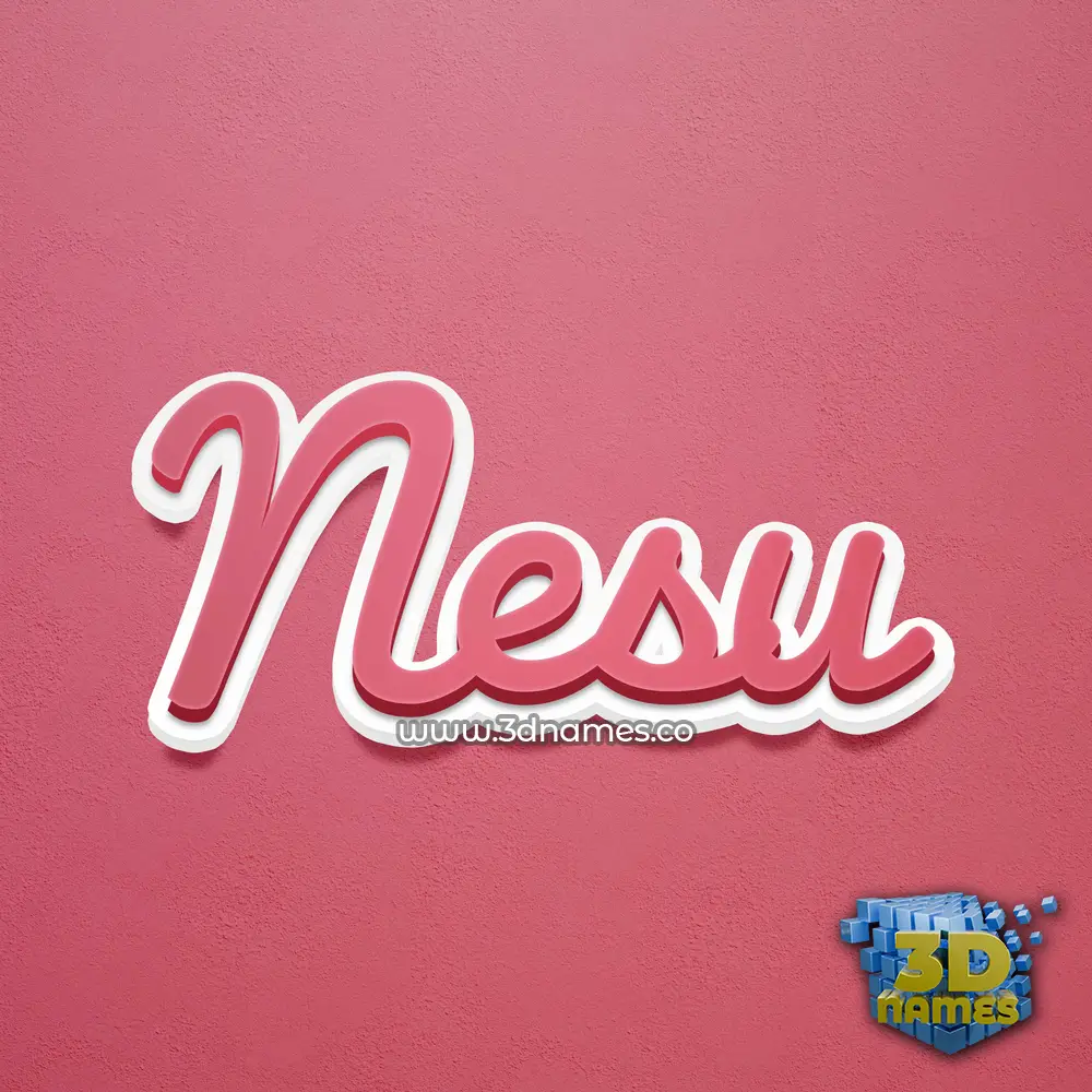 nesu in Red Scribble style - 3D name wallpaper