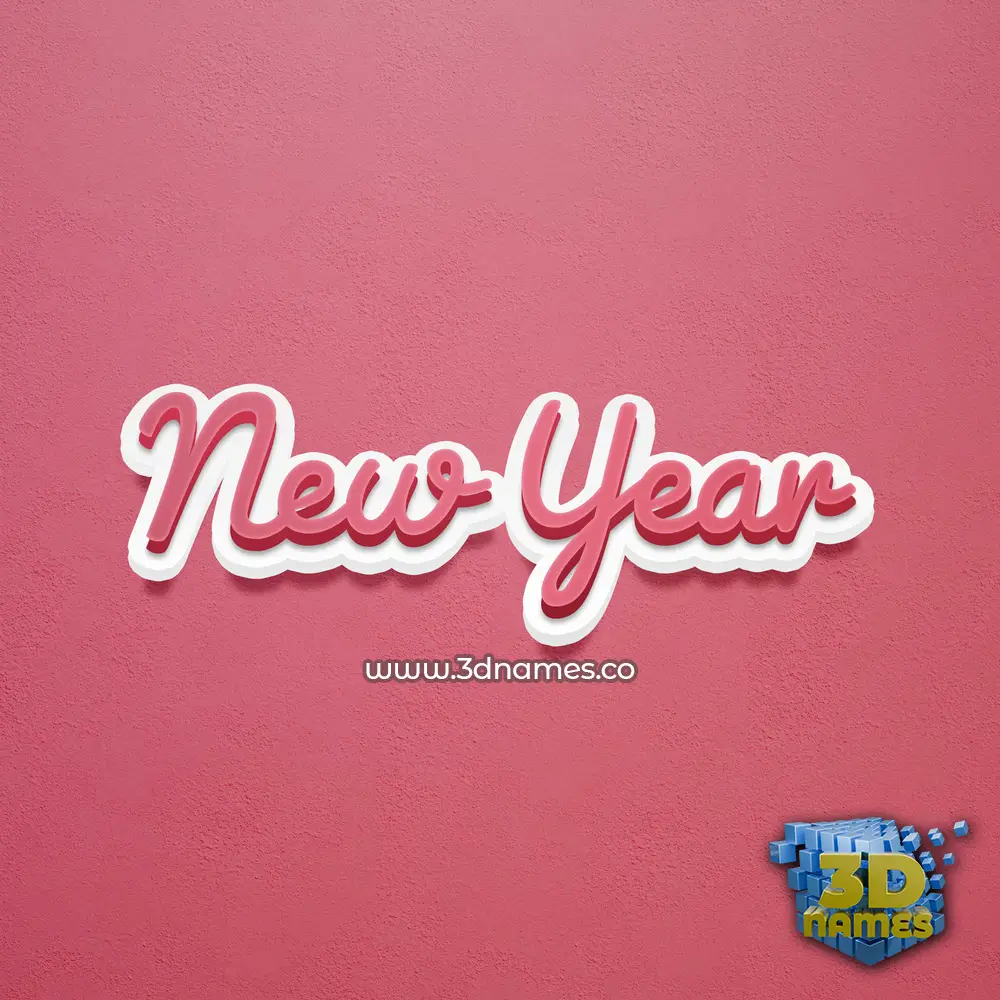 new year in Red Scribble style - 3D name wallpaper