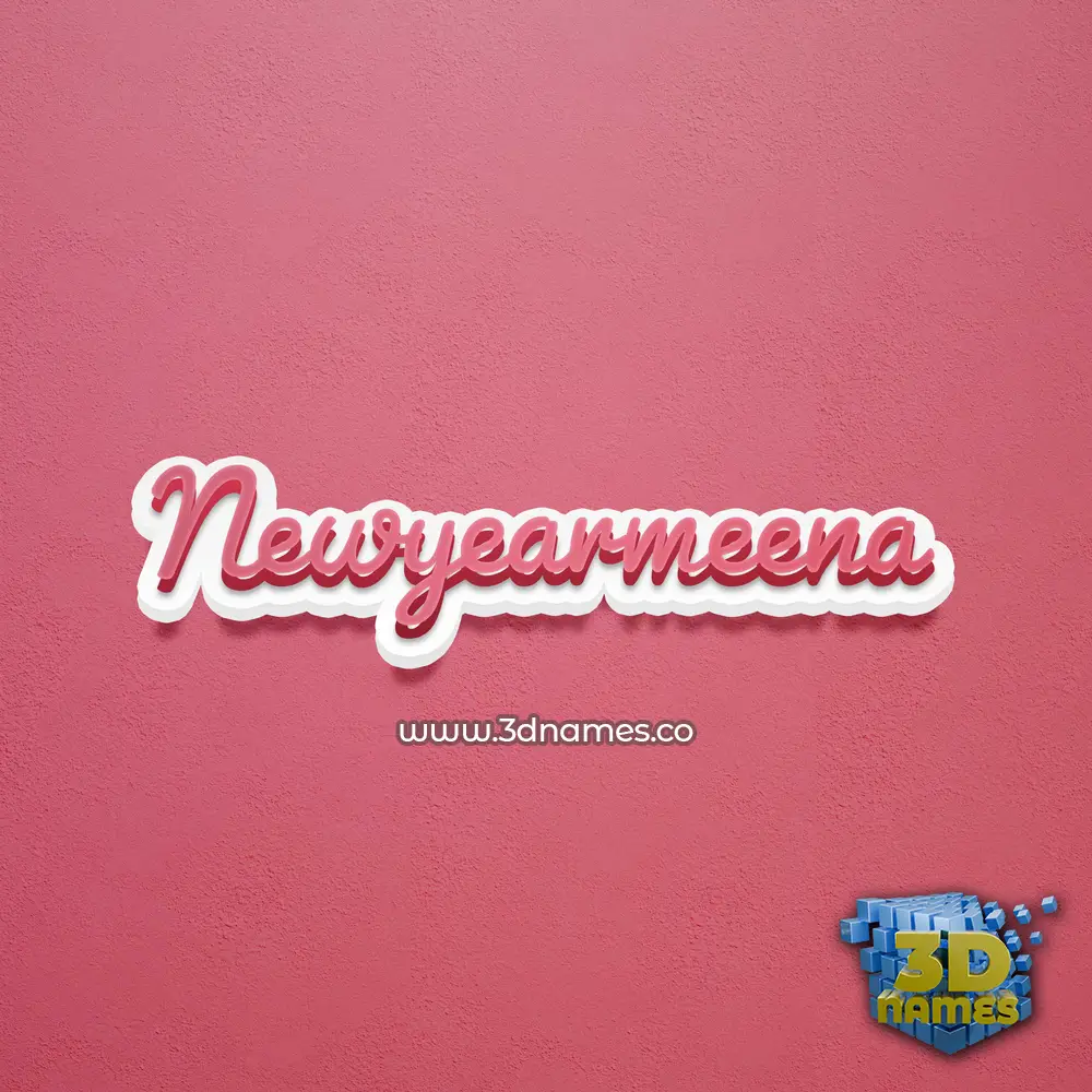 newyearmeena in Red Scribble style - 3D name wallpaper