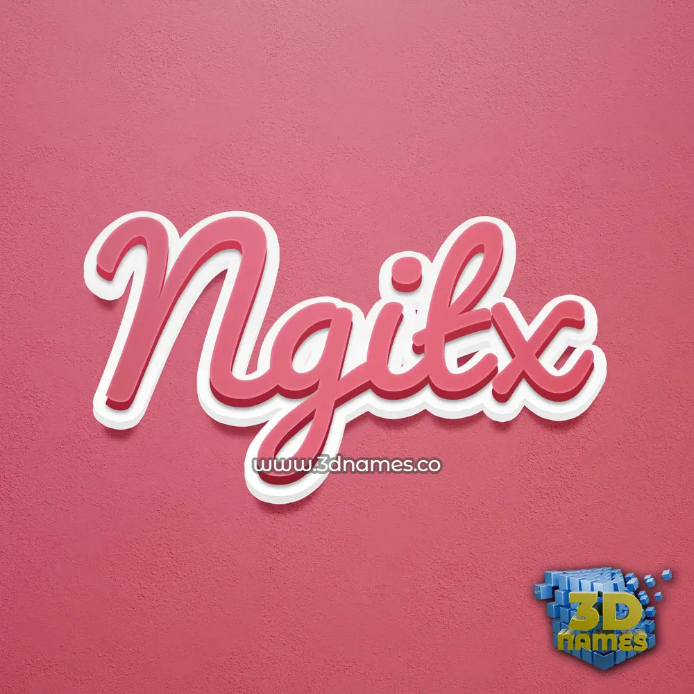 ngitx in Red Scribble style - 3D name wallpaper