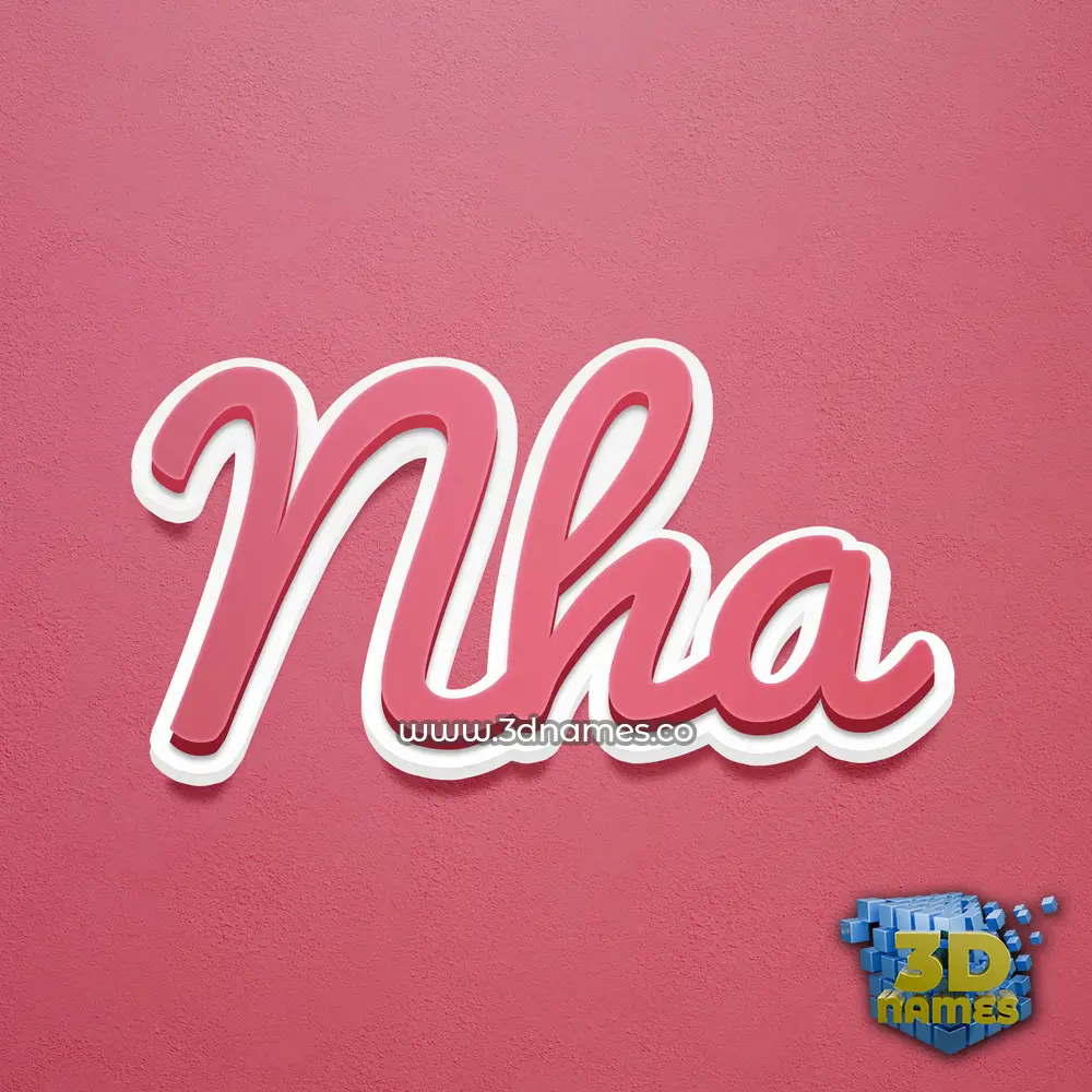 nha in Red Scribble style - 3D name wallpaper