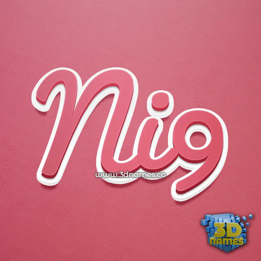 ni9 in Red Scribble style - 3D name wallpaper
